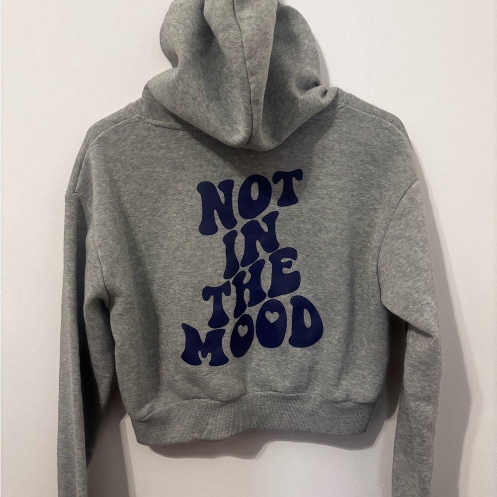 Gray Hoodie with Blue Text